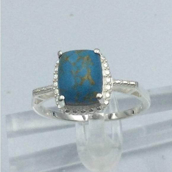 Sz 10 Genuine Mohave Blue Turquoise Ring - Picture 1 of 4